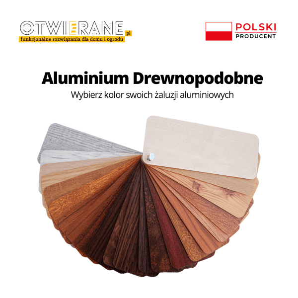 Wzornik kolorów lamele aluminiowe drewnopodobne Otwierane.pl