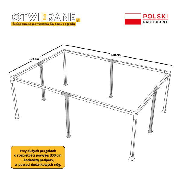 Pergola boczna ściana 300 x 400 cm