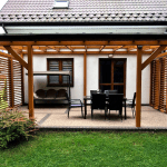 Terrace side development with polycarbonate roofing
