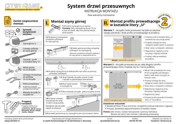 System drzwi przesuwnych instrukcja