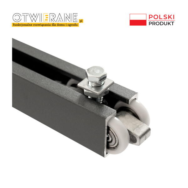 Mechanizm do drzwi przesuwnych. Szyna górna i wózek