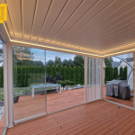 Pergola aluminiowa 400 × 460 cm z zabudową szklaną i aluminiową