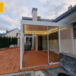 Pergola aluminiowa 400 × 460 cm z zabudową szklaną i aluminiową