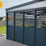 Zadaszenie aluminiowe 350 x 506 cm z boczną zabudową – Zamek Bierzgłowski