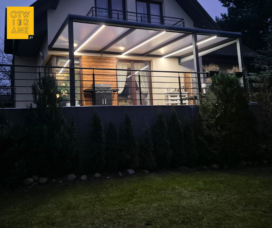 Zadaszenie aluminiowe 370 × 606 cm Nowy Dwór Mazowiecki
Oświetlenie LED na tarasie