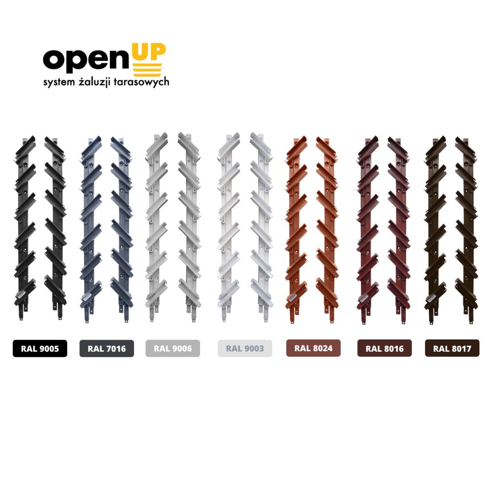 Uchwyty do ruchomych żaluzji zewnętrznych OpenUp System 7 kolorów