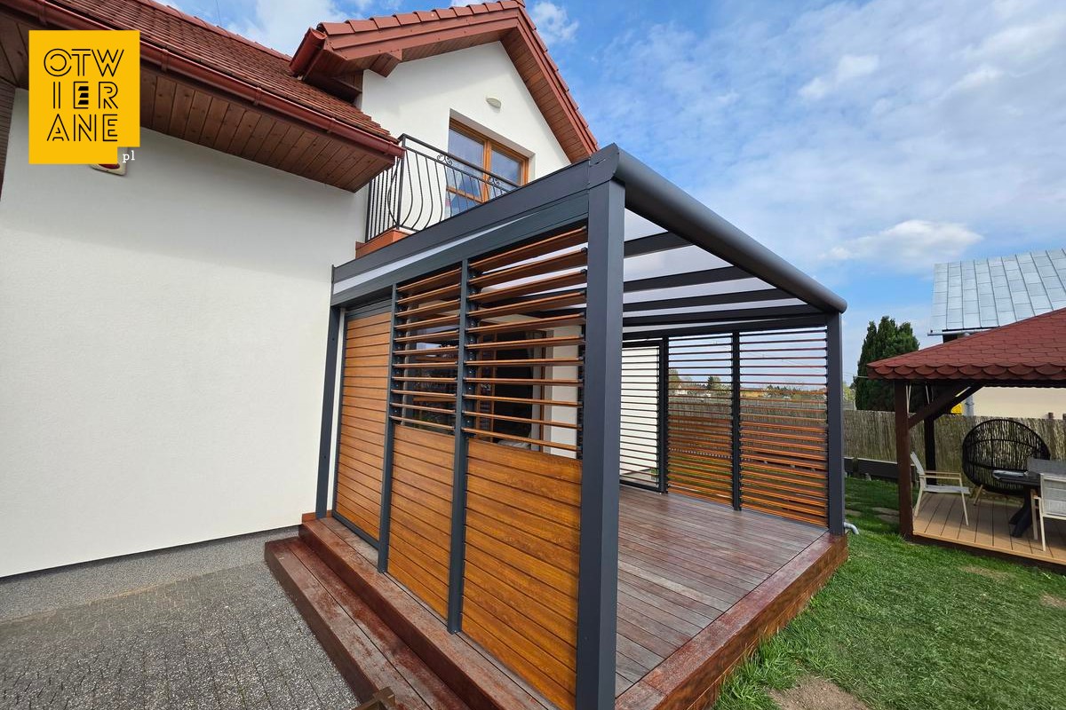 Zadaszenie aluminium 350 x 406 cm z zabudową boczną