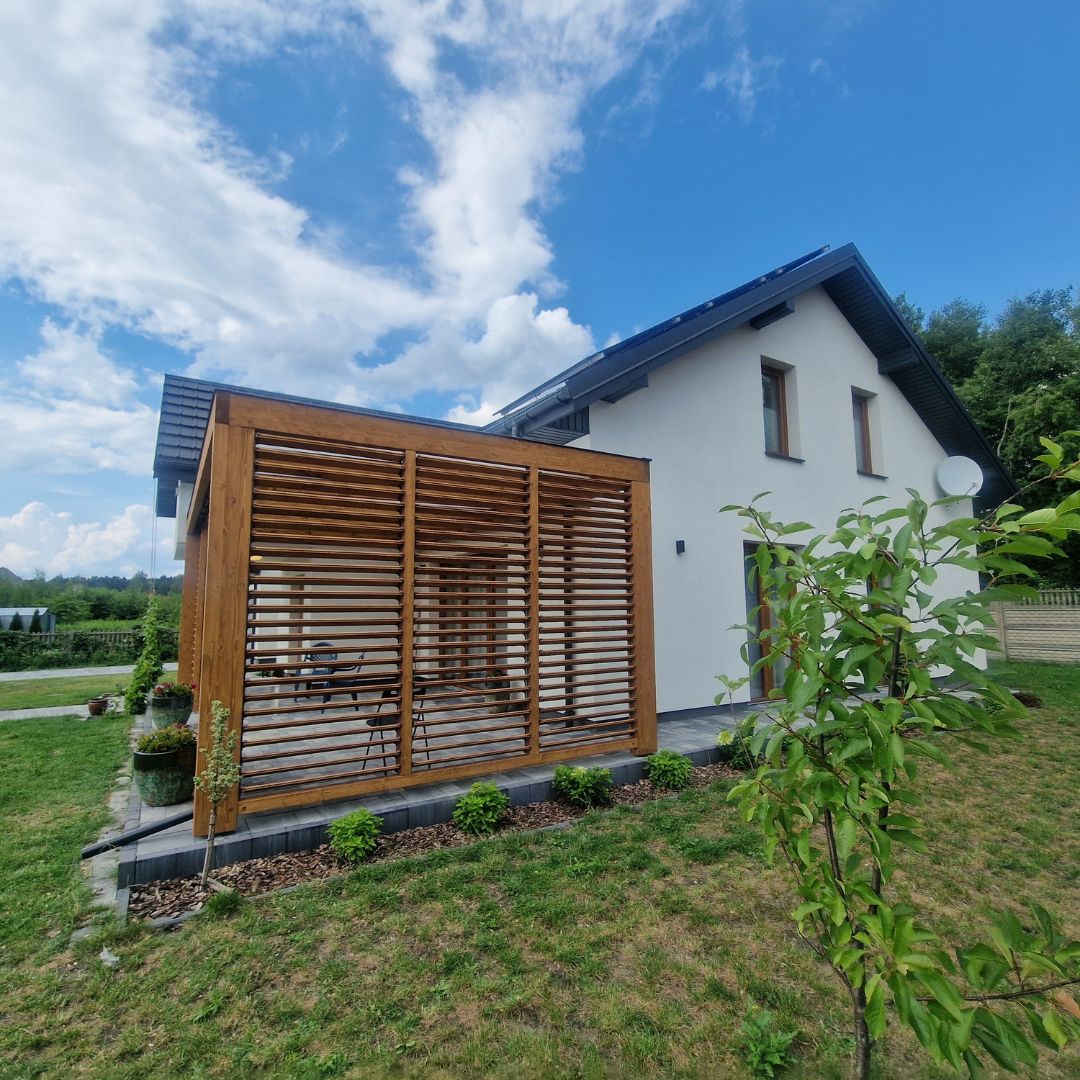 Wooden pergola in Majdan, wooden pergola Mazowieckie voivodeship